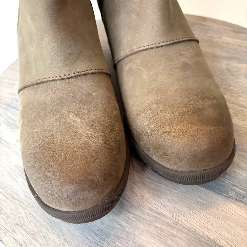 Sorel Emelie Chelsea Waterproof Leather Boots Women's US 9.5 Taupe Ankle Boot